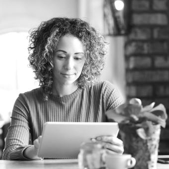 Small business owner working at coffee shop